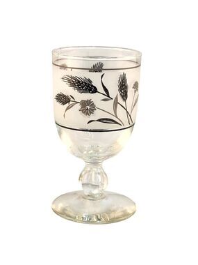 Libbey Silver Wheat Foliage Water Goblet Glass 10 Oz Vintage Elegant Design